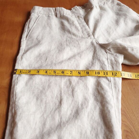 Liz Claiborne Audra Capri Crop Pants Sz 10 100% Linen Beige Chino Trouser - Picture 11 of 12
